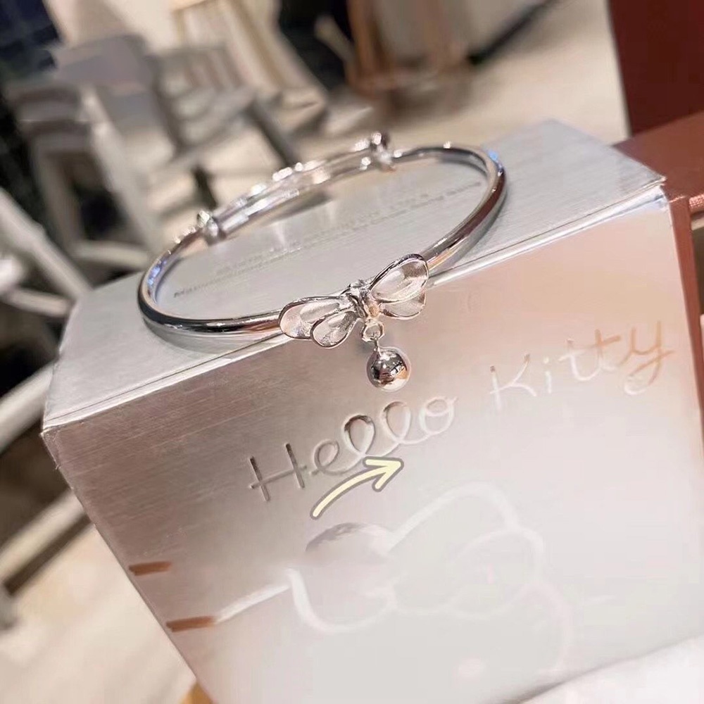 Vòng tay đường kính 16cm mặt hình nơ phối nơ phong cách công chúa ngọt ngào cho nữ
