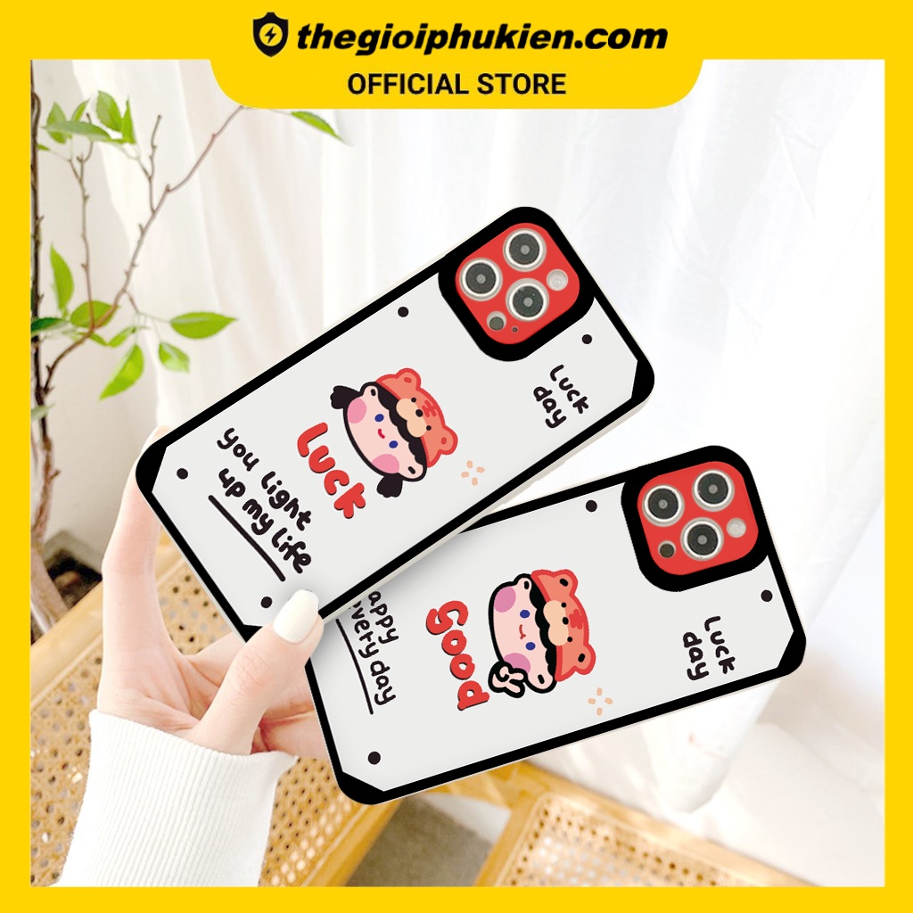 Ốp iphone - Ốp lưng iphone cạnh vuông viền camera Cặp đôi good luck dành cho ip 6 đến 14promax - g97