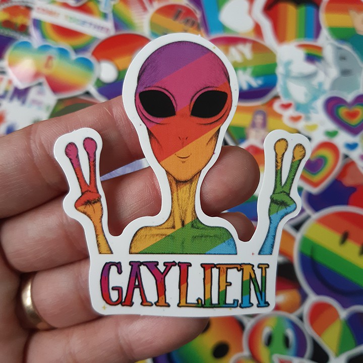 Bộ Sticker dán cao cấp chủ đề CẦU VỒNG LGBT - Dùng dán Xe, dán mũ bảo hiểm, dán Laptop...