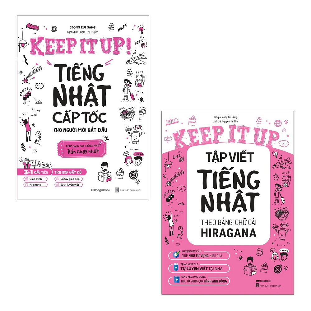 Sách - Combo Keep It Up Tiếng Nhật Cấp Tốc Cho Người Mới Bắt Đầu+Tập Viết Tiếng Nhật Theo Bảng Chữ Cái Hiragana (2 cuốn)