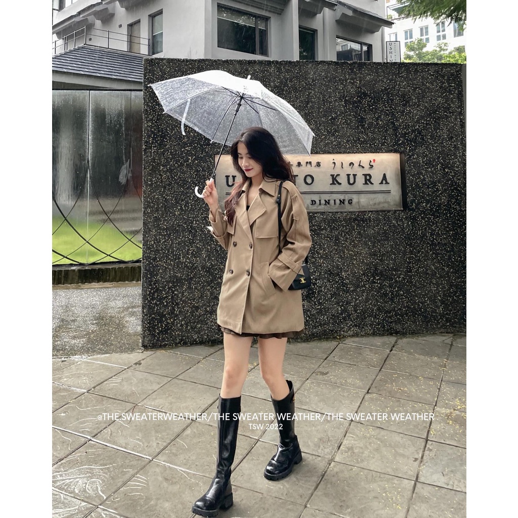 (Ảnh thật) Áo khoác măng tô Hàn Quốc kèm đai loại 1 the.sweaterweather TSW