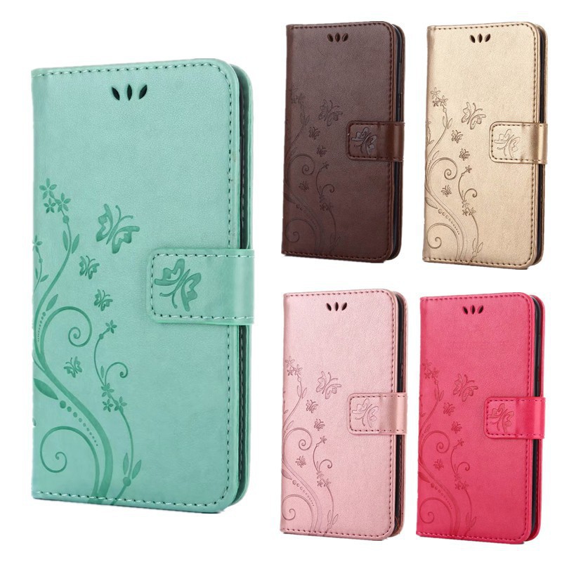 Bao da điện thoại dập nổi họa tiết hoa và bướm đẹp mắt cho Samsung J4 2018 | BigBuy360 - bigbuy360.vn