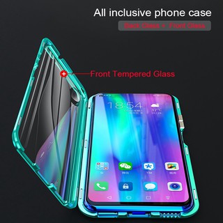 Ốp điện thoại 2 mặt kính cường lực nam châm dành cho Huawei Honor View 20 V10 10 Lite