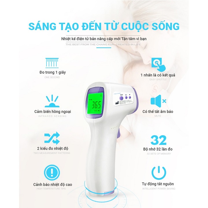 Nhiệt kế hồng ngoại cầm tay đo trán không tiếp xúc độ chính xác cao trong 1 giây