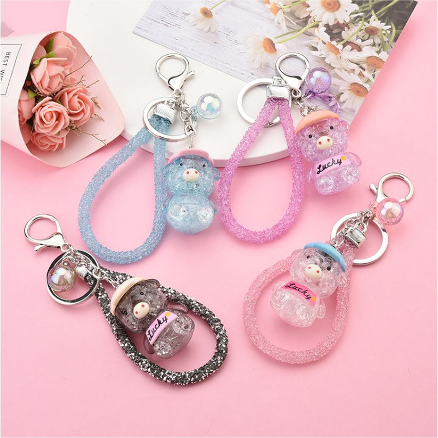Móc khóa, móc túi Acrylic heo đất may mắn phát sáng dễ thương cute  dùng làm quà tặng, dây treo balo, túi xách, ví cầm t