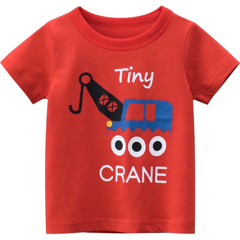 Áo thun bé trai 27kids áo thun cho bé họa tiết máy xúc chất cotton