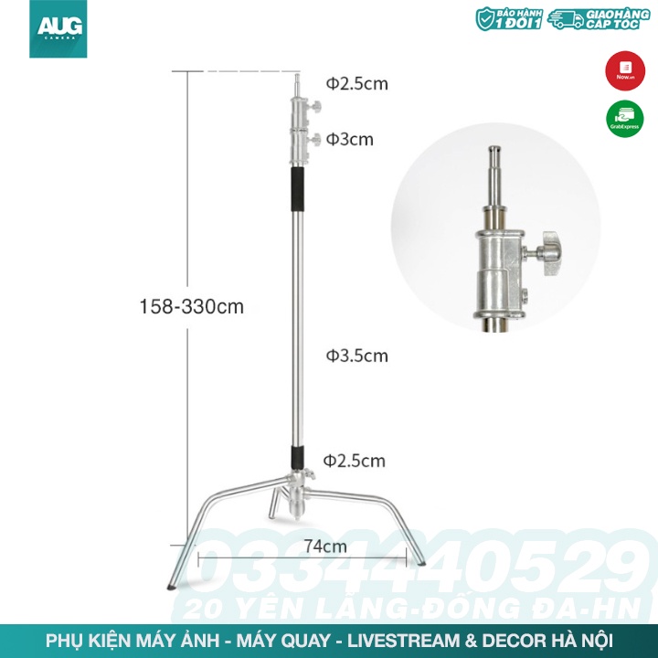 Chân đèn C Stand kim loại & boom treo đèn cao cấp, tải trọng cao