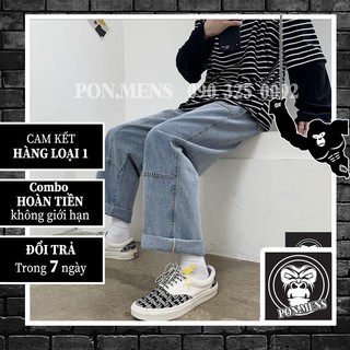 Quần jean ống suông rộng nam nữ unisex t08 2021 Pon.mens