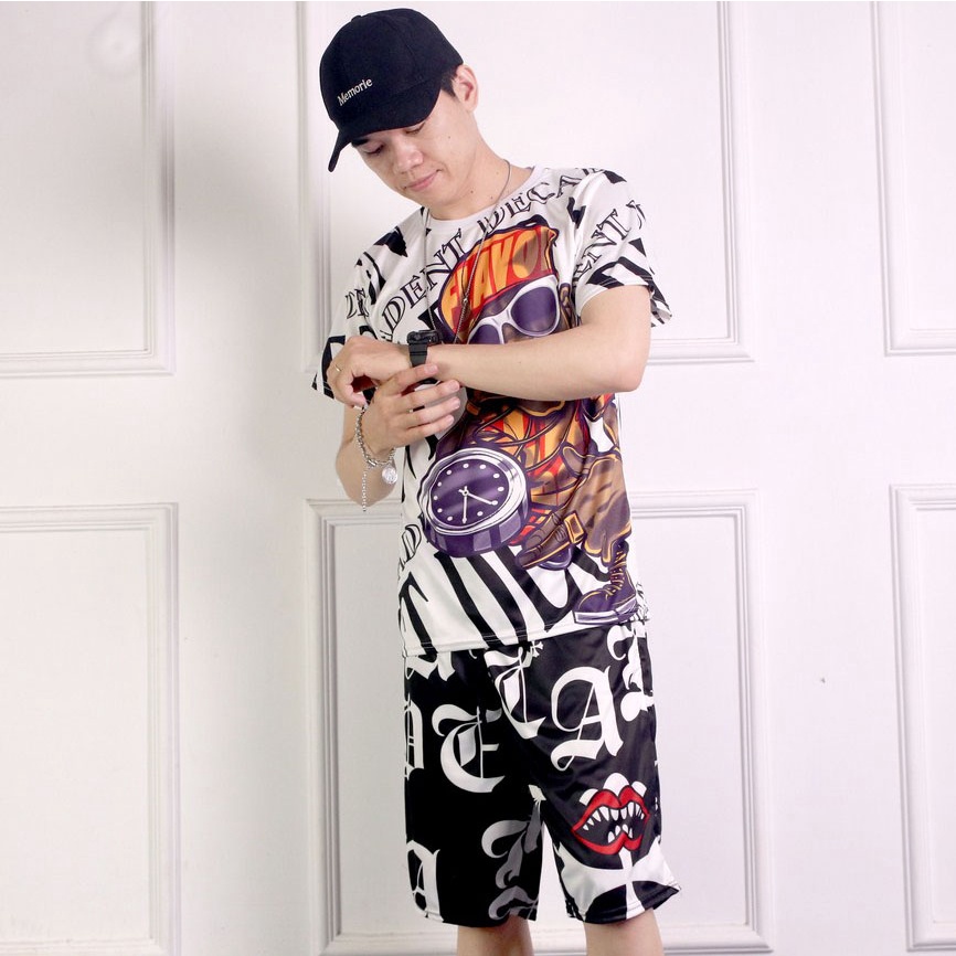 Đồ Bộ Nam Nữ Mẫu In Phong Cách Ulzzang Chất Cotton Bền Đẹp TS1019