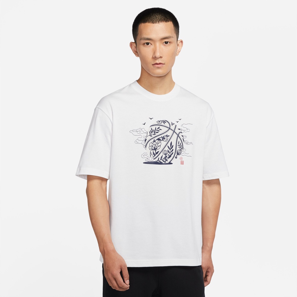 Áo Thun Nike AJ Chính Hãng Cổ Thuyền Màu Trắng DO4089-100 Cho Nam