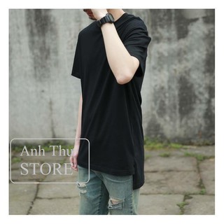 [VẢI XỊN+KÈM HÌNH THẬT] Áo thun layer NAM NỮ sole xẻ tà màu đen size M<L<XL