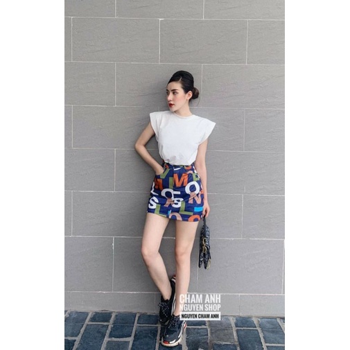 Set Áo  Tay Dơi Mix Chân Váy Chữ