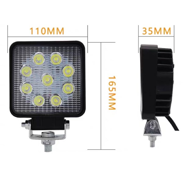 ĐÈN PHA 12V-48V 27W 9 BÓNG LED XE NÂNG 1-25 TẤN- HEAD LAMP FOR ALL FORKLIFT 12V-48V 1-25 TONS