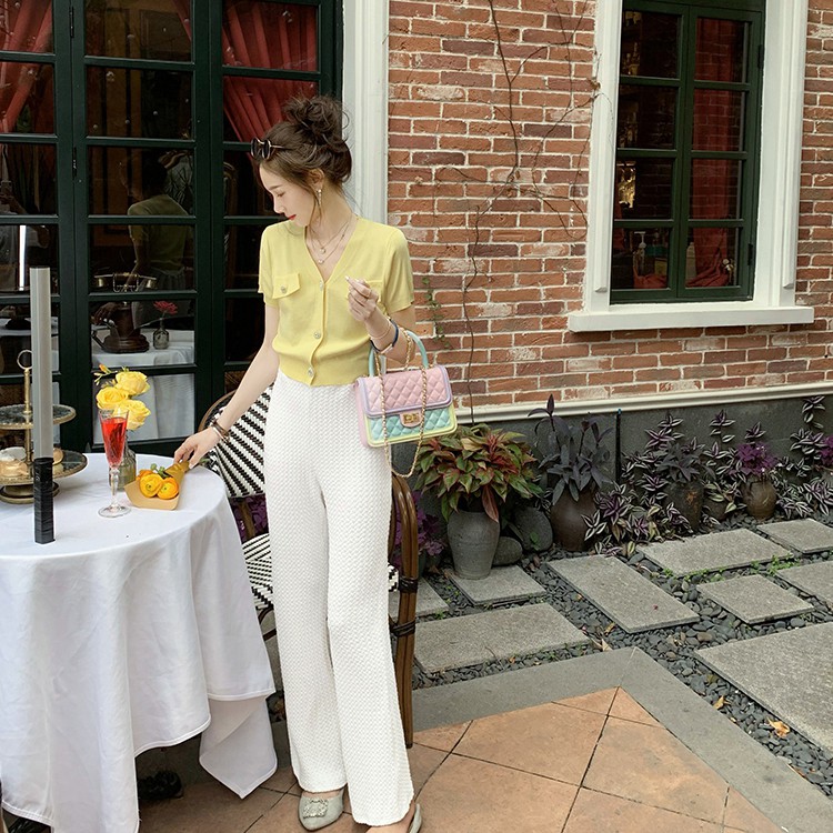 Xiaozhainv Áo cardigan tay ngắn thời trang hè Hàn Quốc trẻ trung cho nữ 3 màu tùy chọn | BigBuy360 - bigbuy360.vn