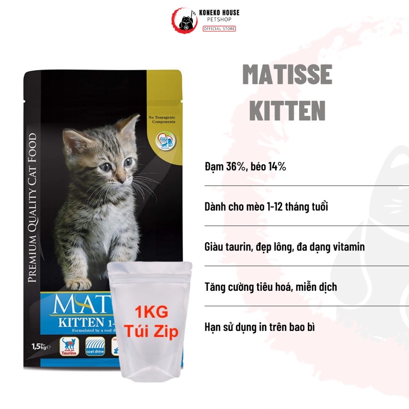 Thức ăn cho mèo - Hạt Matisse Kitten, Cá Hồi, Gà