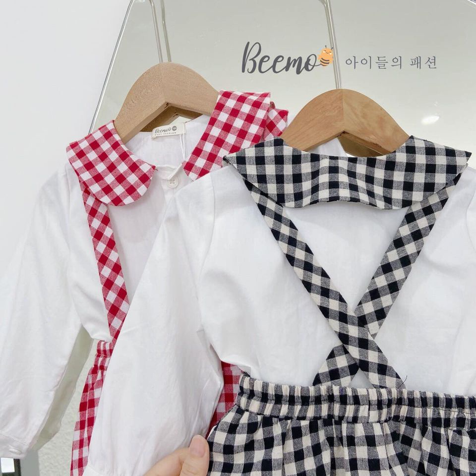 Set yếm váy kèm sơ mi cho bé