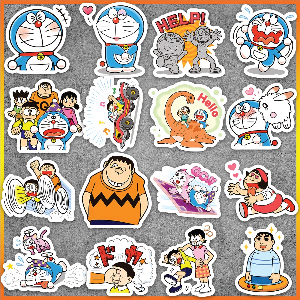 Set 50 cái Sticker Doraemon chống nước, Hình dán Doraemon cute, Sticker nobita dán vali, điện thoại, mũ bảo hiểm
