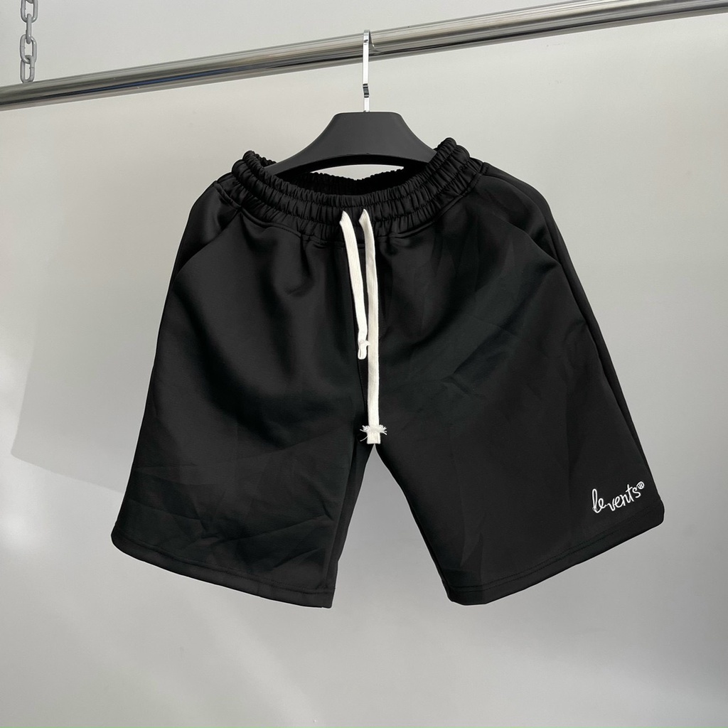 Quần Short Thun Local Brand Levents Hình Thêu Unisex Nam Nữ