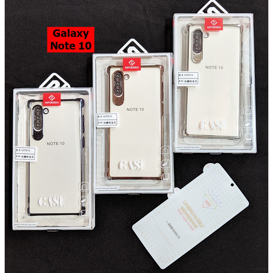 Combo ốp lưng viền màu và miếng dán PPF mặt trước Galaxy Note 10