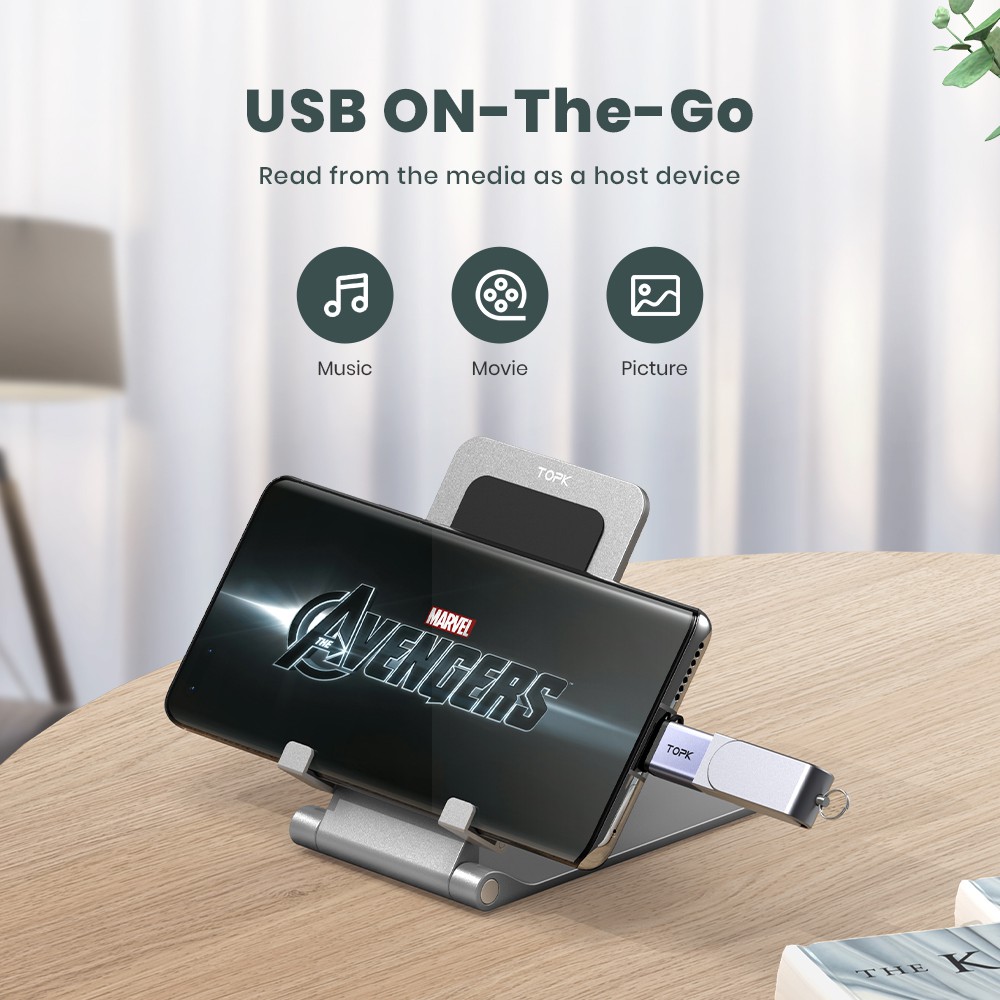 Đầu chuyển đổi TOPK AT06 OTG chuyển đổi USB 3.1 Type C sang USB 3.0 Type C tiện lợi