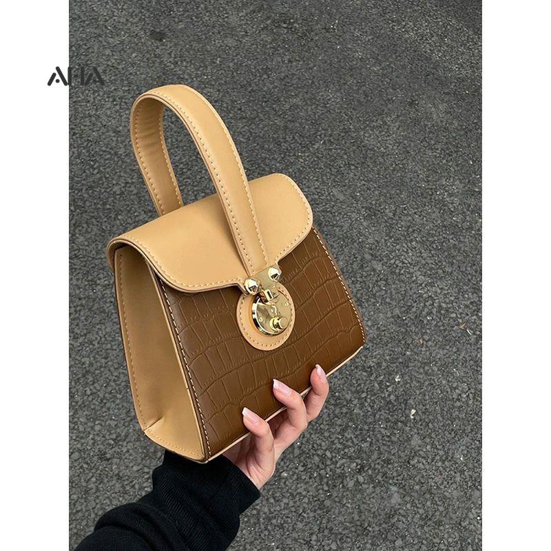 Túi hộp nhỏ AHA official đeo vai họa tiết da cá sấu phong cách đường phố mới dễ phối đồ dành cho nữ