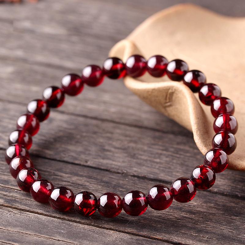 Vòng đeo tay chuỗi hạt đá đỏ thật 6mm