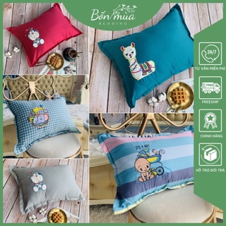 [Mềm mại, an toàn] Gối nằm cho bé Happiness (đã có ruột), vỏ cotton Hàn - ảnh thật