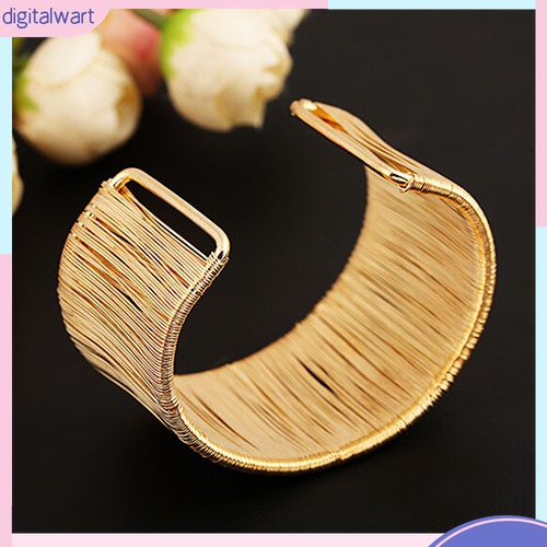 {digitalwart} Vòng Đeo Cánh Tay Dạng Mở Bằng Hợp Kim Màu Vàng / Bạc Phong Cách Punk Handmade Dành Cho Nữ