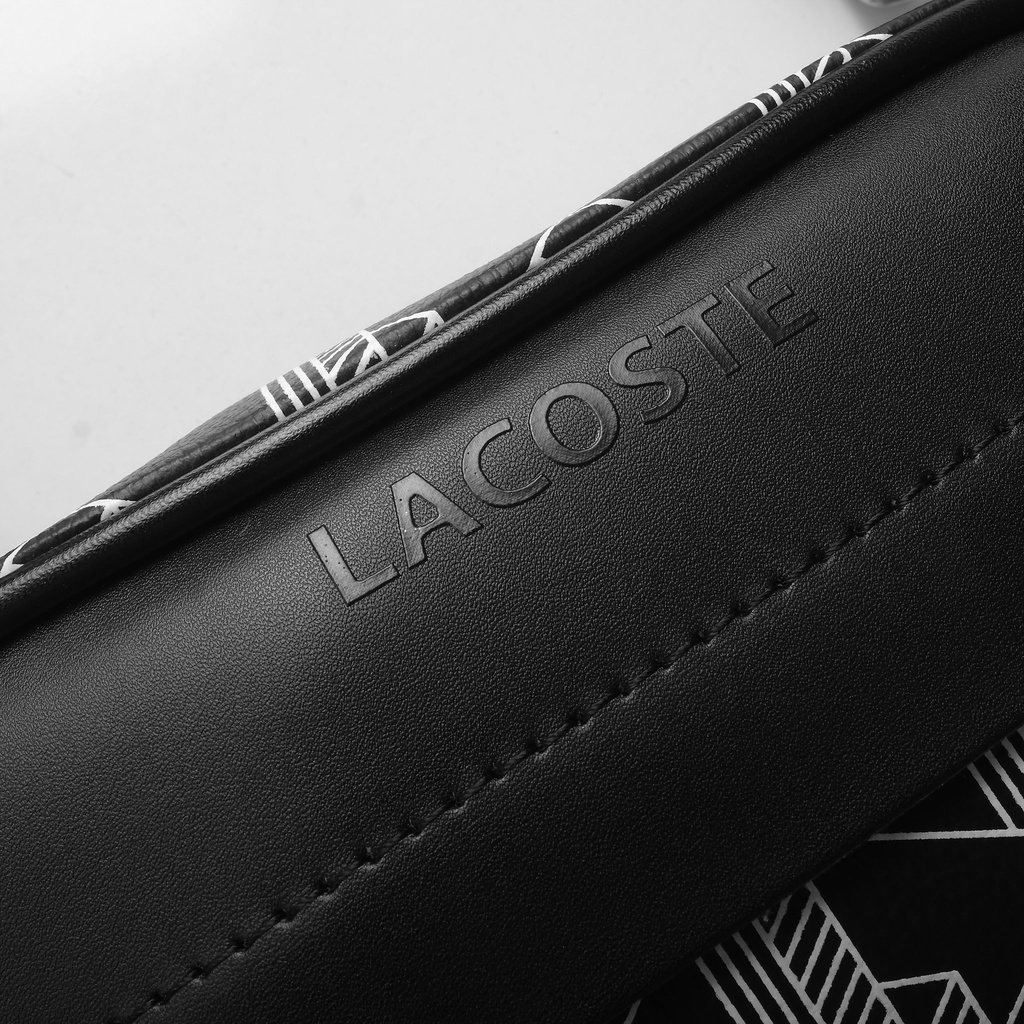 Túi Đeo Chéo Lacoste Men’s The Blend Small Monogram Canvas Crossbody Bag Màu Đen
