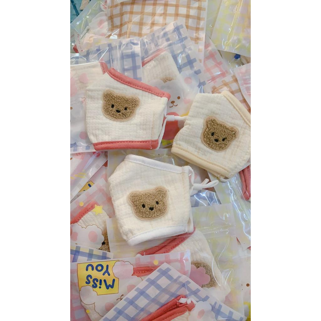 Khẩu trang xô màu vintage kháng khuẩn chống bụi, có nút chỉnh quai đeo