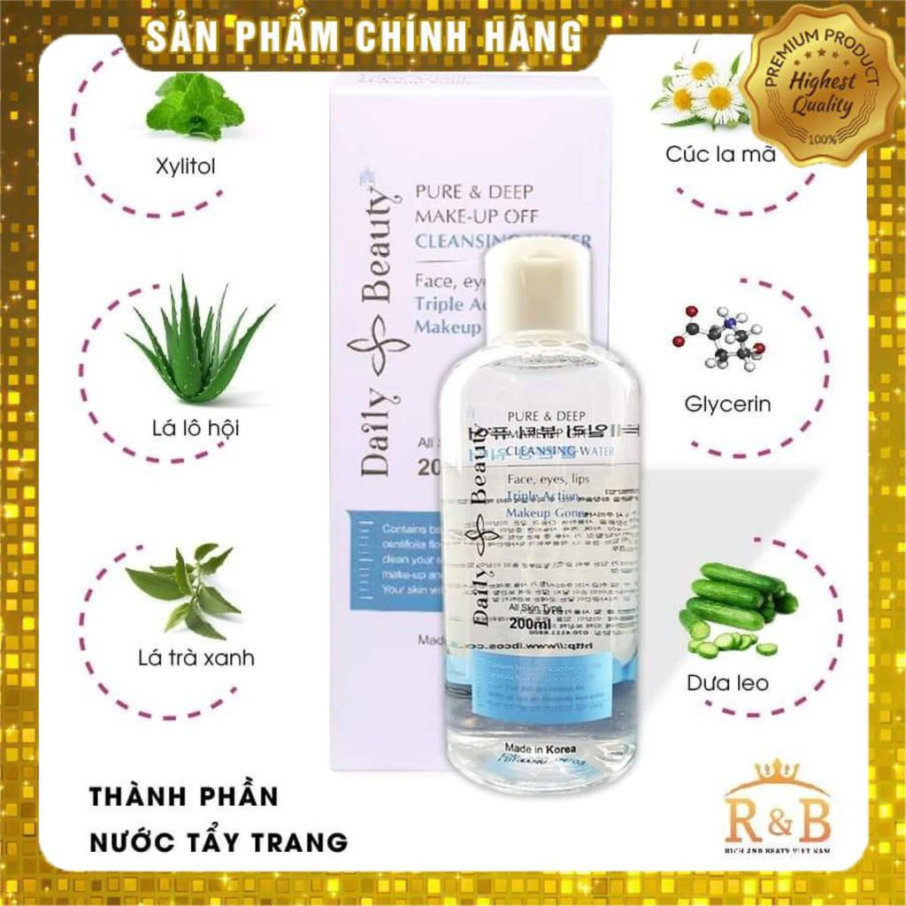 [Hàng Chính Hãng] Nước tẩy trang Daily Beauty Pure & Deep Make-up Off Cleansing Water dành cho da dầu mụn nhạy cảm | BigBuy360 - bigbuy360.vn