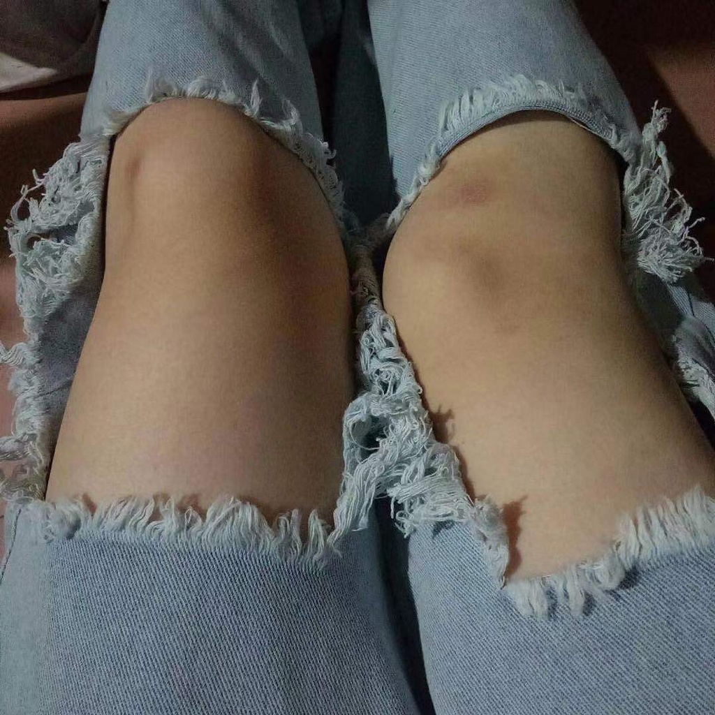 Jiashucheng Quần Jean Nữ Lưng Cao Ống Rộng Rách Gối Thời Trang Mùa Hè Phong Cách Hàn Quốc Mới