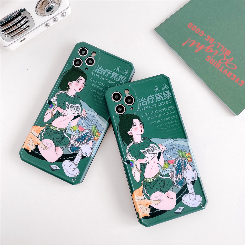 Soft Plastic Phone Case Creative Summer Girl suitable for iPhone11 PRO MAX 6/6s 7/8plus SE2 X/XS XR XSMAX #HG2744