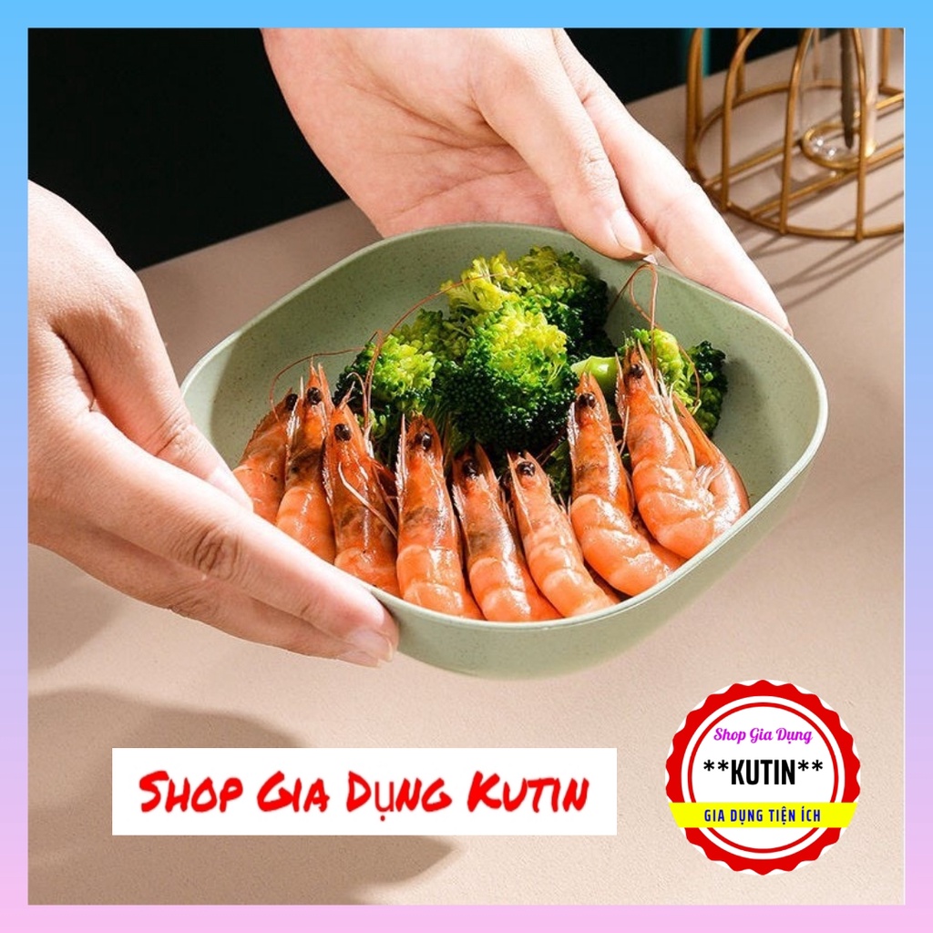 Bộ 8 Đĩa Lúa Mạch Màu Pastel Hình Vuông (Tặng 1 Bát Nước Chấm Hình Ngộ Nghĩnh)