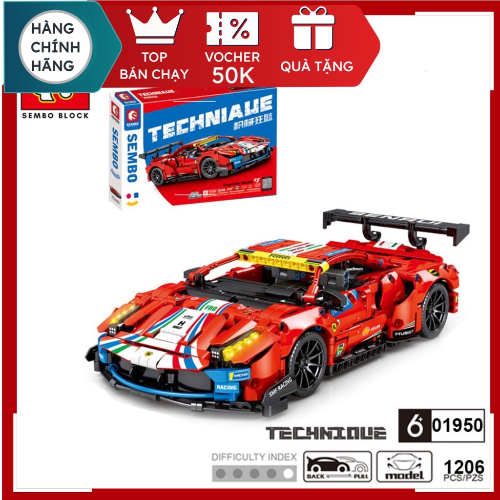 [SALE] Đồ Chơi Lắp Ráp Siêu Xe Ferrari 488GTE - SEMBO 701950 - steam toys