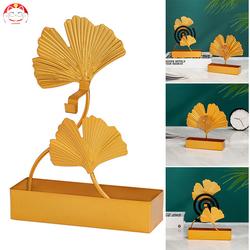 Mosquito Coil Holder Ginkgo Leaf Summer Day Iron Mosquito Repellent Incenses Rack Plate Indoor Home Decoration