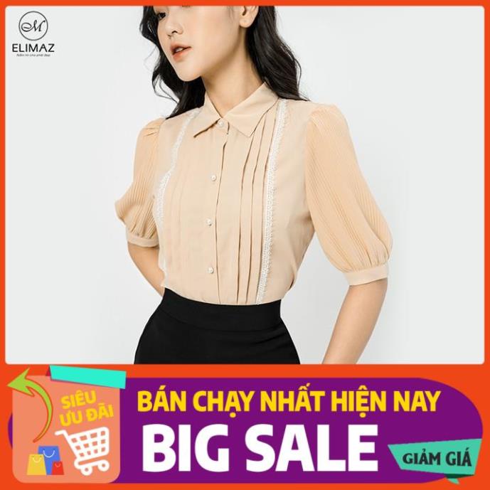 [THIẾT KẾ MỚI 2021] Áo sơ mi nữ công sở  cộc tay tay ly phồng chất liệu lụa cao cấp Elimaz EA21.031
