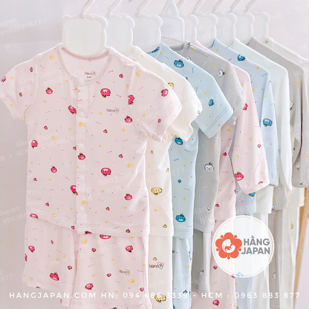 Bộ cộc tay, dài tay raglan cài vai chất modal họa tiết Bons99 cho bé màu ngẫu nhiên