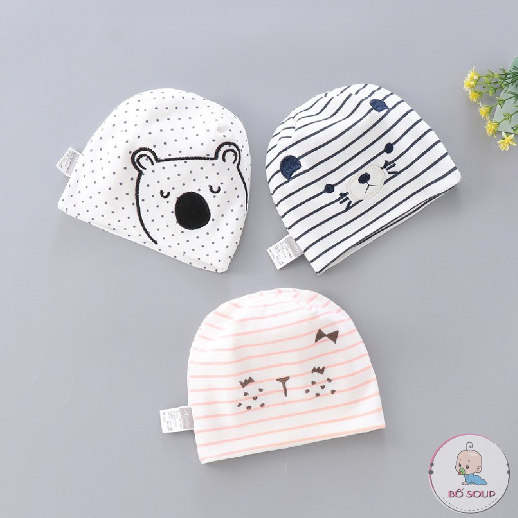 Mũ cotton trùm đầu tai gấu dễ thương cho bé