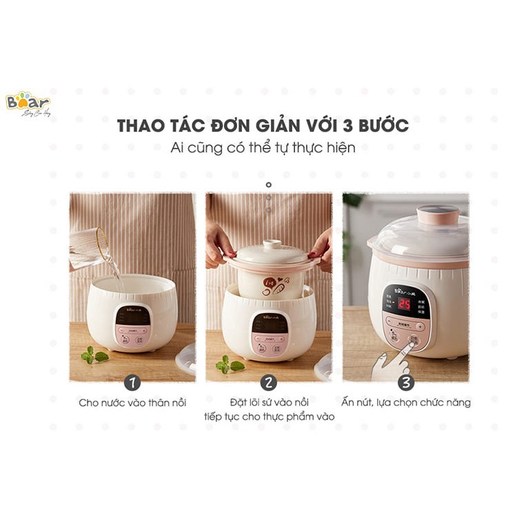 Nồi nấu chậm 0,8L Bear DDZ-B08C1