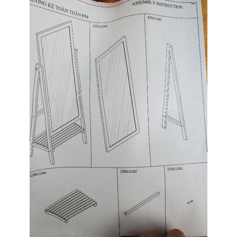 Gương kệ gỗ soi toàn thân màu tự nhiên tiện lợi - Homevuive