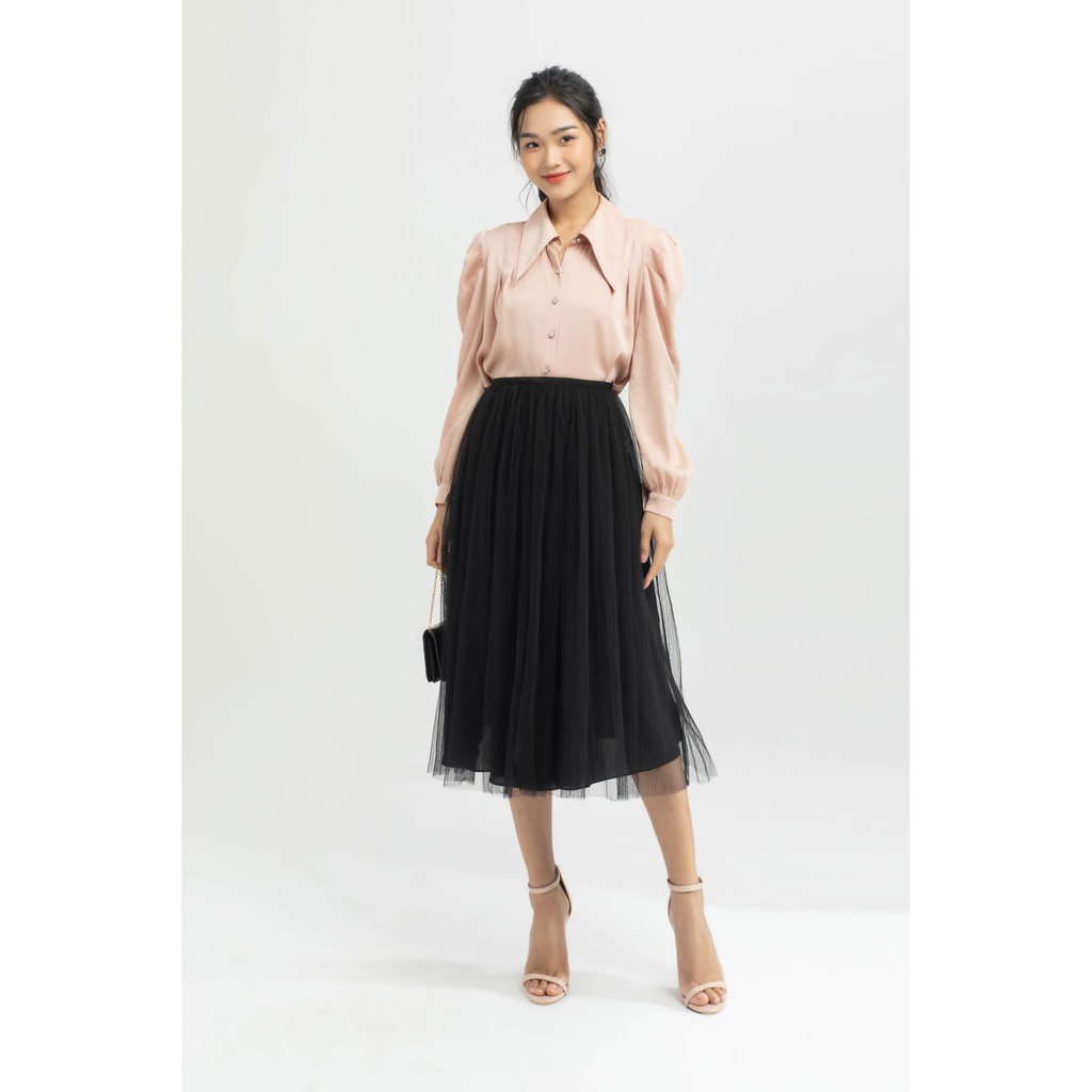 Áo sơ mi cổ cách điệu nữ IVY moda MS 17B8208