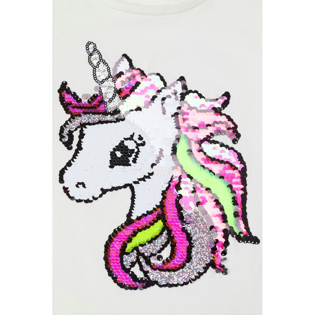 Áo phông trắng sequin lật 2 mặt unicorn HM H&amp;M_hàng chính hãng authentic