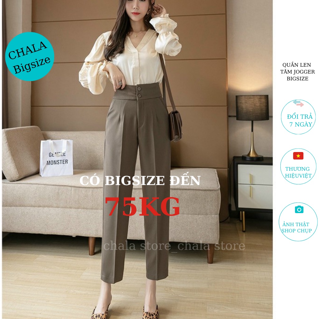 Quần Tây Nữ Cạp Cao 2 Cúc BIGSIZE, Quần Baggy lưng cao chun sau khóa trước đi làm đi học