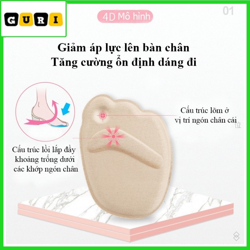 Miếng lót giày cao gót 4D lót mũi giày Cotton 100% êm chân thoáng khí, ngăn mùi hôi chân LG04