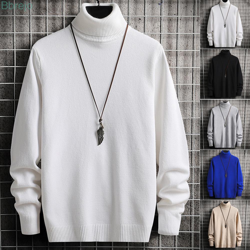 Sweater Long Sleeve Mens Winter Blouse Knitted Turtleneck Pullover Sweater Jumper Knitwear Casual Cable Knitted