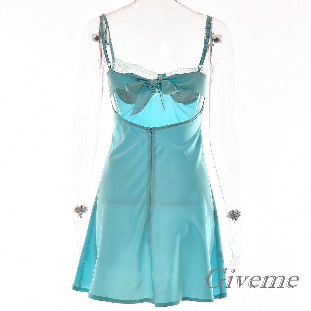 Givenme Đầm Hai Dây In Hoa / Kẻ Sọc / Hoa Thời Trang Nữ Tính