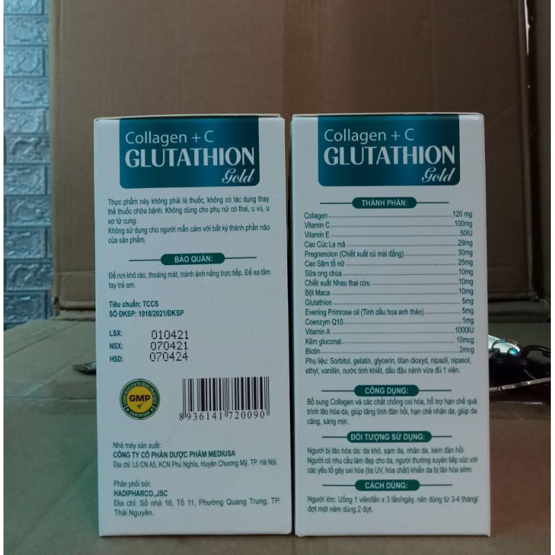 Collagen + C Glutathion Gold cung cấp độ ẩm cho da, làm đẹp da sáng da nám da vàng da chống lão hoá da | BigBuy360 - bigbuy360.vn
