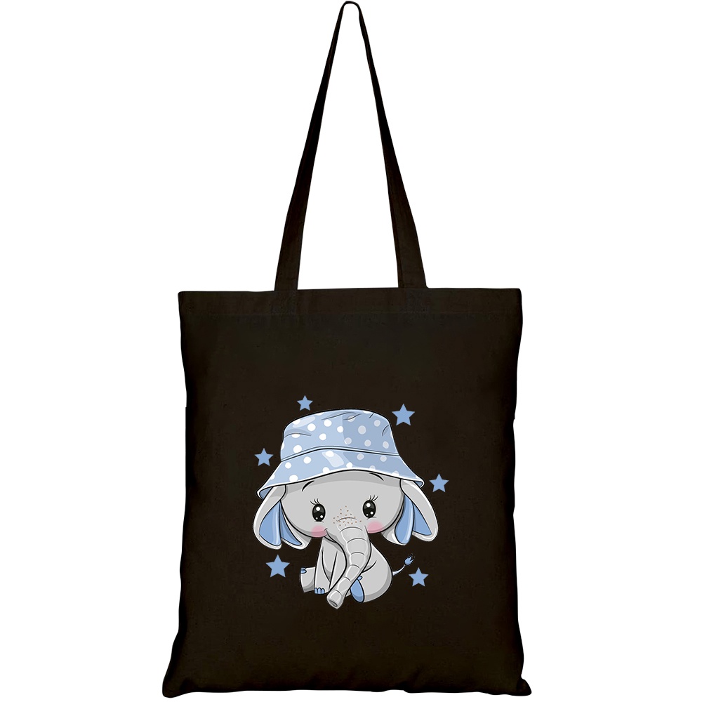 Túi vải tote canvas HTFashion in hình cute cartoon elephant panama hat HT403
