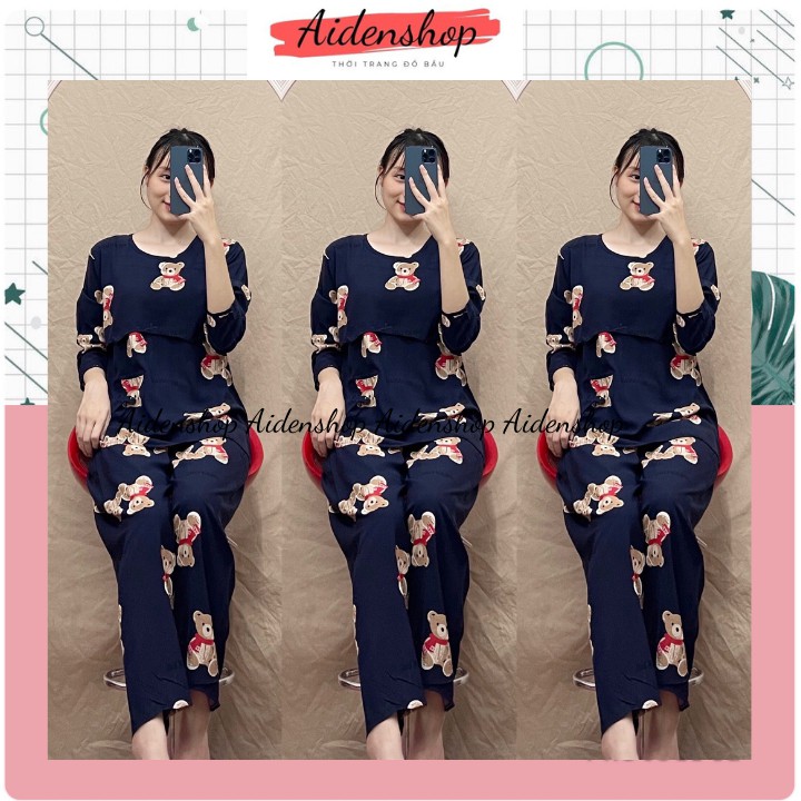 [Loại đẹp]Bộ sau sinh lanh chất mát dài tay mặc nhà có lật ti(nhiều màu)